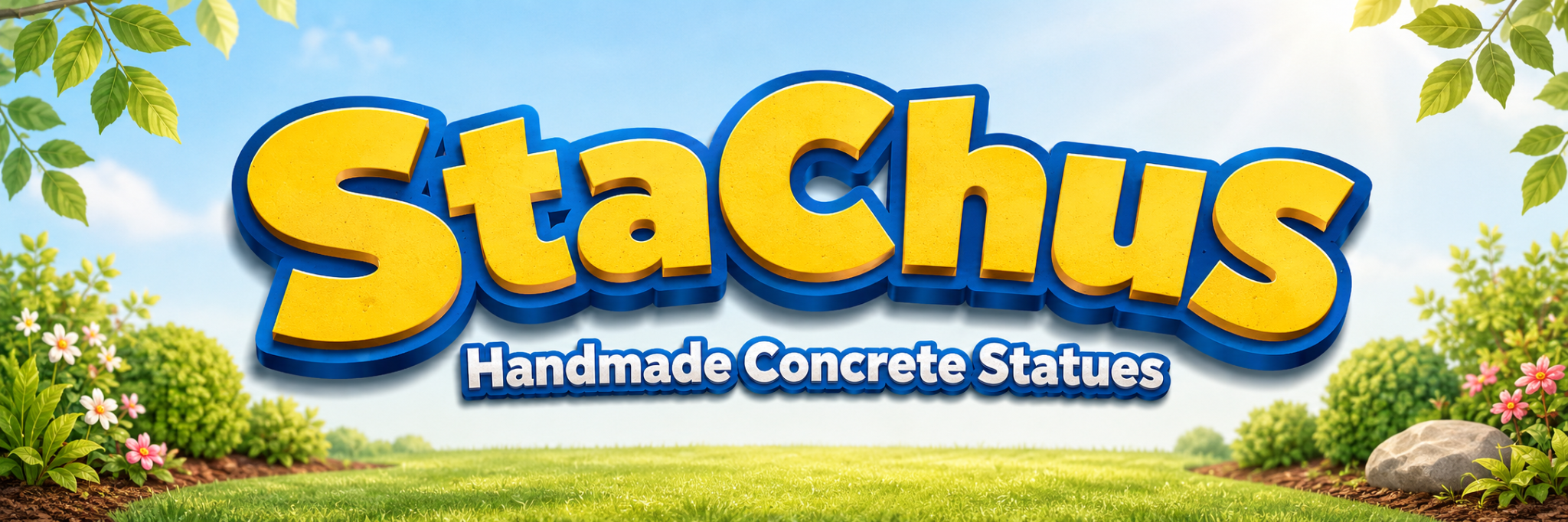 StaChus handmade concrete statues garden banner